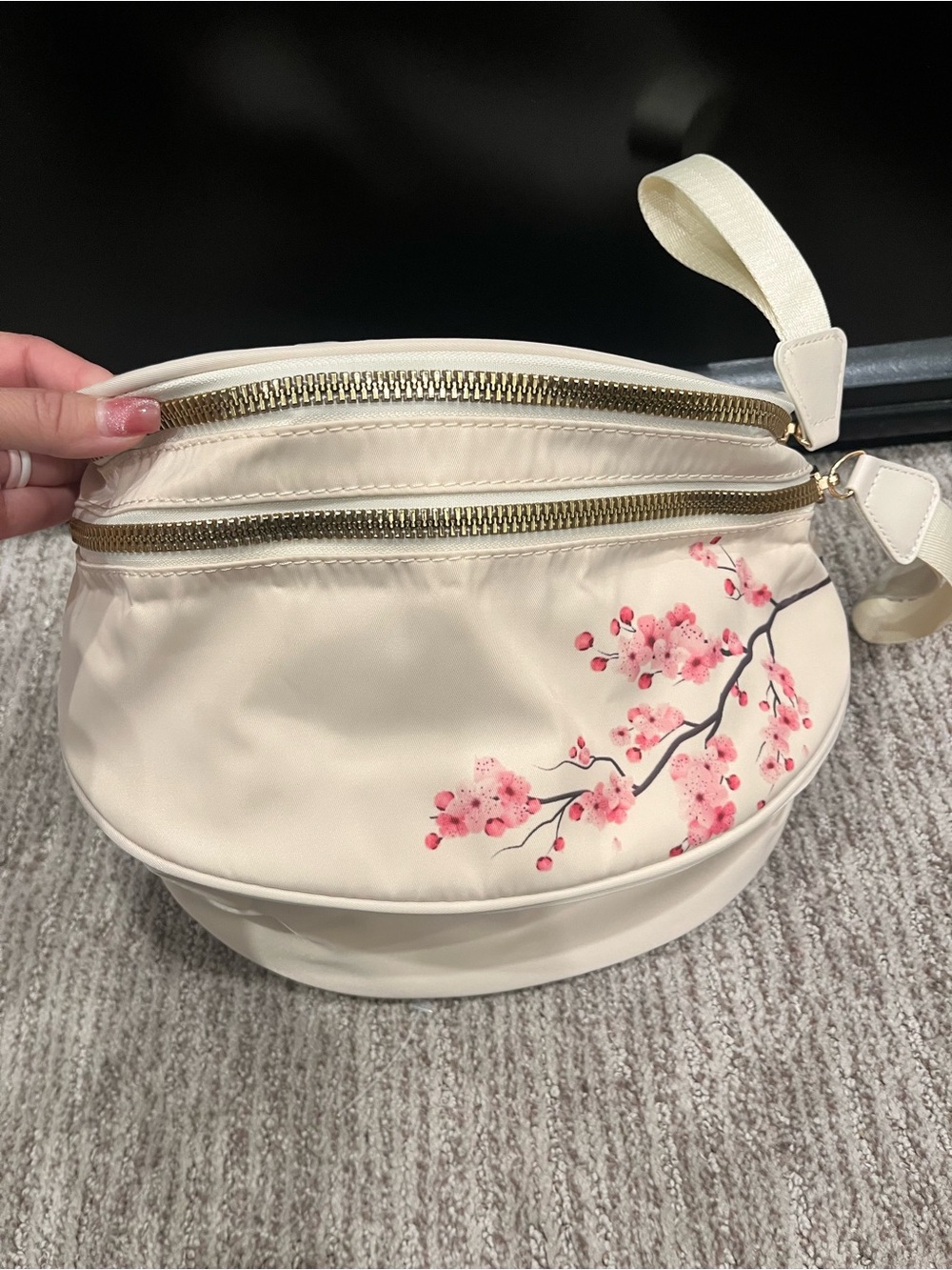Emmafy Bum Bag Cream Floral Cherry Blossom Crossbody Bag